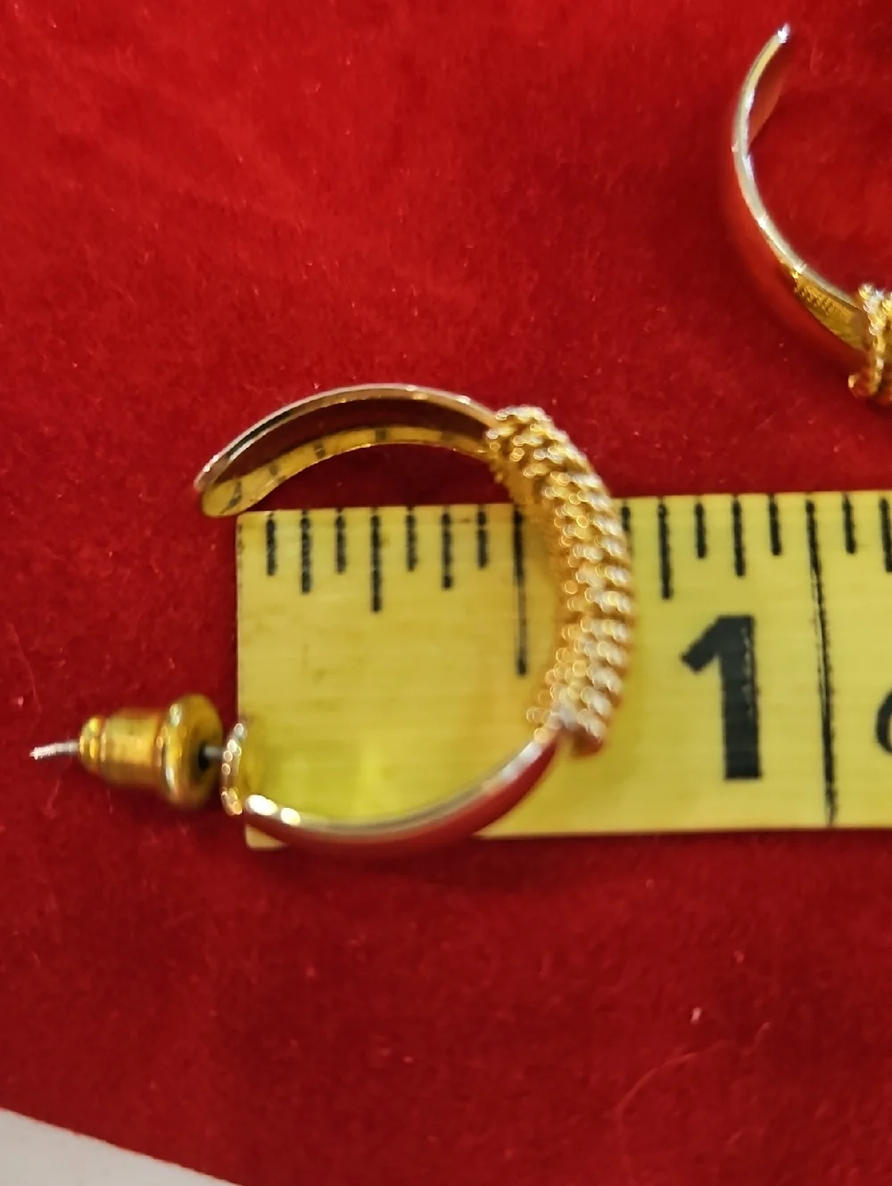 Gold Tone Post Hoop Earrings Costume Jewelry Chain Wrapped